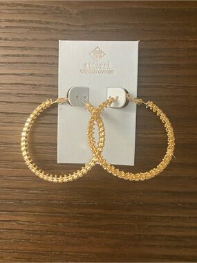NEW Atterri Gold Textured Hoop Earrings